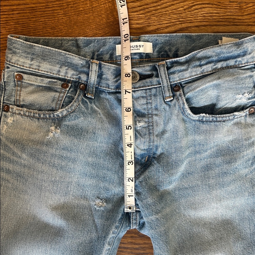 Moussy Vintage MV Raleigh Tapered Jeans 26 light wash distressed knee - Picture 7 of 10